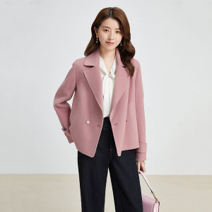 Koradior | Elegant Commuter Large Lapel Short Wool and Silk Blended Jacket