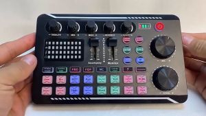 Xges F998 Sound Card Microphone Mixer Kit 16 Sound Effects Audio Recording Sound Mixer Audio Mixing Console Amplifier for Phone PC
