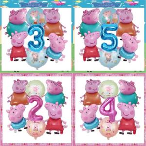 Hasbro | 7Pcs Peppa Pig Birthday Balloon Set 1-9 Number Balloons Birthday Party Decorations Foil Balloon Boys Girls Birthday Party Decor