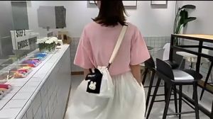 Korean Canvas Bag Shoulder Crossbody Tote bag Drawstring Ins Casual Bucket bag 2G18