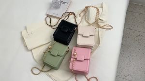 WNieCollection A733- High-end shoulder small bag female 2023 new fashion chain small square bag mobile phone bag summer all-match Messenger bag/Fashion Diagonal Womens Bag New Versatile Chain Phone Bag Shoulder Bag Messenger Bag/Women Phone Bag