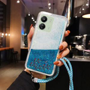 Jianqing Xiaomi Poco C65 Redmi 13C 4G Liquid Sandflow Cartoon Silicone Protective Case Note13Pro+ Full Edge Protection Fashionable Lanyard