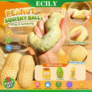 Ecily 3 cái bánh bóng căng đậu phộng giòn & bánh pudding Caramel màu sắc thay đổi xoài Thần Tài Bộ đồ chơi Tăng chậm co giãn cảm giác bóp với thermochromic hiệu ứng asmr làm dịu giảm lo lắng Đồ chơi giảm stress cho người lớn trẻ em bàn làm việc du lịch