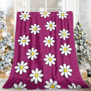 Beast Kingdom | Navy Dense Daisy Field Extra Soft Comfortable Microfiber Camping Blanket Great for Holiday Season Indoor Outdoor Decoration