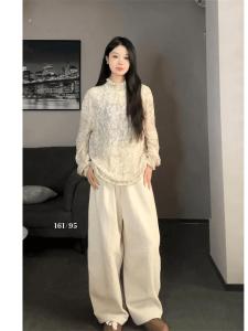 Retro Hollow out Floral Lace Shirt Womens Winter High End New Top High Know How to Dress Shirt Korean Loose Style Long Sleeve