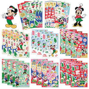 32Sheets Disney Mickey Mouse Christmas Party Puzzle Stickers DIY Fun Cartoon PVC Stickers Childrens Toys Water Bottles Laptop