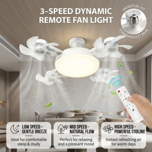 3/4 Heads Drone Style E27 Ceiling Fan Light 2-in-1 AC85-265V Three Colors LED Fan Lamp With Remote Control For Home Restaurant