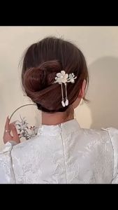 F4 Jepit Rambut Sanggul Tusuk Konde Rumbai Mutiara Hanfu Style Flower Pearl Tassel Hairpin TKAJ