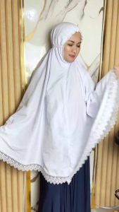 Jilbab Bergo Dewasa Haji dan Umroh Bahan Katun Premium Renda Bordir Mewah dengan Saku Depan Retsleting aman Adem Lembut Kerudung Instan Dewasa Kualitas Terbaik