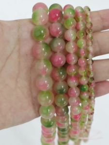 4/6/8/10/12mm Natural Peach Jade Chalcedony Stone Beads Pink Green Round Loose Beads For Jewelry Making DIY Bracelet Necklace