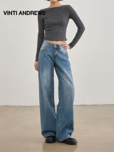 Leopard Star Designed Wide Leg Slim Fit Womens Jeans
