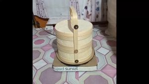 Wadah Makanan dari Anyaman Bambu Model Rantang Bulat Diameter 25 cm Susun 2