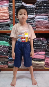 TopOne88 Celana Pendek Jeans Anak Laki Laki Bahan Denim 65 Onz Full Karet Tanpa Resleting Usia 6-12 Tahun SNOW WASH