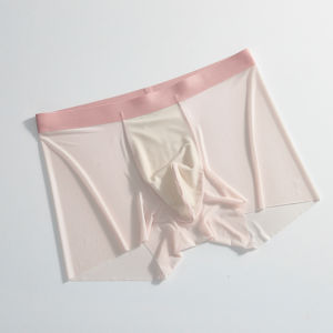 Ice Silk Mens Underwear Cool Feeling Thin Lightweight Breathable Quick Dry No Trace Boys Boxer Shorts Flat Angle Pants