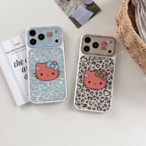 Sanrio | Luxury IMD Leopard Print Cute Sanrio Hello Kitty Case For iphone 17 16 15 17 Pro Max TPU Shockproof Protective Soft Phone Cover