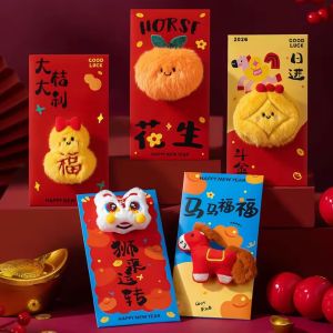 2026 New Year Red Envelope Year of the Horse Cartoon Plush Doll Lucky Money Packet Spring Festival Gift