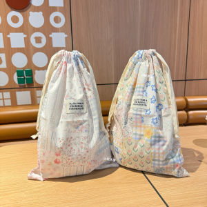  Floral Cotton Underwear Storage Bag Drawstring Folded Bag Cotton Fabric Higher Version Household Organization Tools