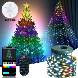 Đèn Giáng Sinh Thông Minh 6.9Ft 20 Dây 400 Đèn LED RGB Nhiều Màu Sắc Điều Khiển Bằng Giọng Nói Và Ứng Dụng Trang Trí Trong Nhà Ngoài Trời Đèn Trang Trí Ngày Lễ