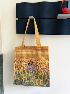 Van Gogh Cartoon Illustration Canvas Tote Bag Large Capacity Vertical Shoulder Zipper Womens Bag Commuter Schooling Bag