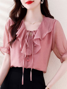 DAIXIANGFEIZI | New Summer Chiffon Blouse Short Sleeve