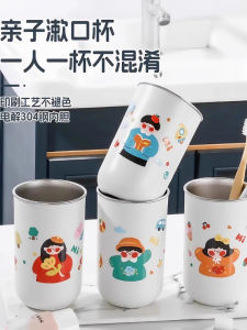 Family Three Mouth Stainless Steel 304 Toothbrush Cup Couple Brush Teeth Cups Student Travel Anti-Mold Wash Brush Teeth Cup