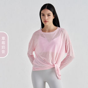 New Yoga Wear Long Sleeve Women Loose Breathable Sun Protection Lightweight Hollow Running Beautiful Back Fitness Top