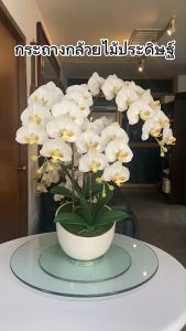 กระถางกล้วยไม้ประดิษฐ์ ดอกไม้ปลอมพร้อมกระถาง กระถางดอกไม้ประดิษฐ์ตกแต่งบ้าน