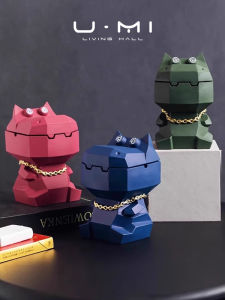 U Mi LIVING·Hippopotamus Creative Cartoon Ashtray with Lid Cute Style Living Room Decorative Accessories Ceramic Material