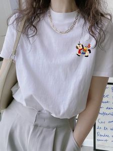 SUSHOUWANGE | Crew Neck Cartoon Printed T-Shirt