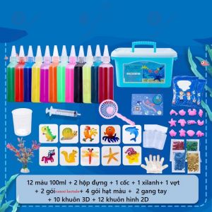 Bộ đồ chơi nước tạo hình 3D mô hình nước ma thuật cho bé bộ kit đồ chơi khoa học thí nghiệm cho trẻ em 12 lọ màu 100ml