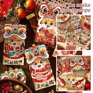 Naitre】แพ็คเก็ตปีใหม่6ชิ้นแบบคละ2025ซองสีแดงลายงูด้วยความปรารถนาดีกระเป๋าเทศกาลรูปปั้นมงคลกระเป๋าโชคดีของขวัญสีแดง