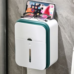 2025 กล่องกระดาษชำระติดฝาส้วมแบบใหม่ ตู้เก็บของในห้องน้ำ ไม่ต้องเจาะ ชั้นวางของสำหรับวางกระดาษชำระในห้องน้ำ กล่องเก็บของ PP