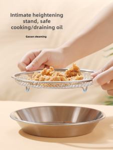 Stainless Steel Oil Filter Tray Kitchen Fried Food Drain Tray Oil Leakage Dish Home Use Japanese Style Metal Drain Plate