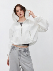 ONLY | Autumn New Design Stylish Short Hooded Drop Shoulder Loose Comfortable Pocket Coat