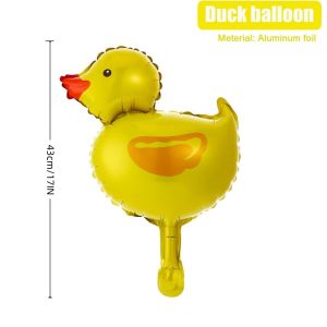 16 Pcs Duck Balloon for Party Decorations Mini Duck Shape Foil Balloon Gold Ribbons for Birthday Baby Shower