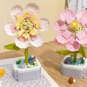 Blok Bangunan Bunga Blok Bangunan Seri Tanaman Bunga Mainan Blok Bangunan Pendidikan Bunga