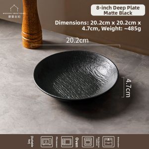 MODERN SWEETHOME | Elegant Black Ceramic Dinner Plate