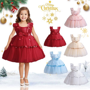 lontakids Girls Christmas Sequin Princess Dress Butterfly Mesh Tutu Skirt Kids Wedding Birthday Party Wear