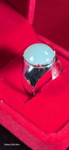 แหวนเงิน92.5แท้หัวแหวนเป็นหยกพม่าType A size60