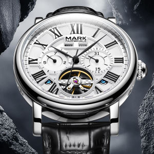 MARK FAIRWHALE 6017 Fashion Automatic Watches Moon Display Year Multi Functional Waterproof Mechanical Watches for Man
