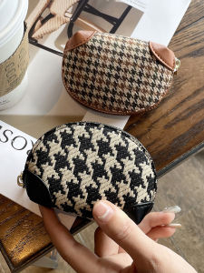 Ladies Mini Coin Purse Small Zipper Design Key Coin Storage Bag Canvas Material Korean Style Pure Color Horizontal Shape