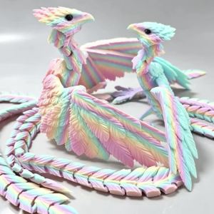 3D Printed Articulated Phoenix Figurine Fantasy Bird Fidget Desk Decor Mythical Creature Collectible Toy Gift