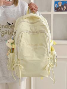 High Capacity Double Shoulder Backpack for High School Girls 2025 New Style Korean Fashion Nylon Material Casual Use