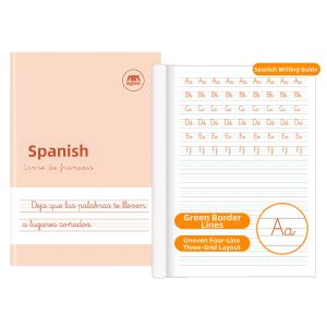 ZOUMUBAI | Spanish Language Practice Book Vocabulary Phrases Sentences Exercise Copywriting Listening Writing Four-Line Grids