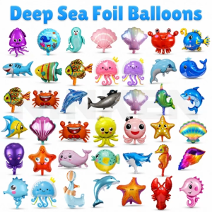 Deep Sea Foil Balloon Fish Marine Star fish Lobster Seahorse Mini Balloons Belon Laut