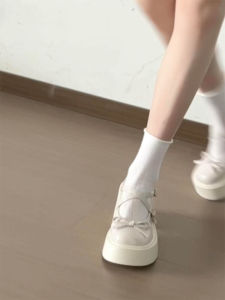 French Style Mary Jane Shoes Womens Spring 2025 New Coarse Heel Elegant Single Shoes Butterfly Knot Leather Shoes