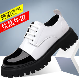 Leather Shoes Mens Casual Increase Height Three-way Business Retro British Style Shiny Surface Thick Bottom Leisure Shoes