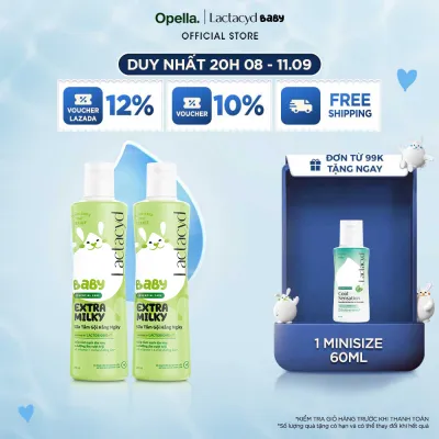 Bộ 2 chai Sữa Tắm Gội Trẻ Em Lactacyd Baby Extra Milky Làm Sạch Dịu Nhẹ và Dưỡng Ẩm Vượt Trội 250ml/chai