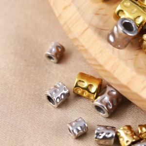 10pcs Stainless Steel Round Oval Water Wave Textured Cylindrical Spacer Beads for DIY Needlework Apparel Bracelet Jewelry Making
