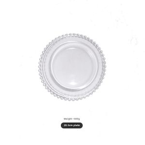 European-Style Golden Bead Point Glass Plate Western Cuisine Plate Steak Plate For Home Tableware Suit Banquet Dessert Fancy Plate
